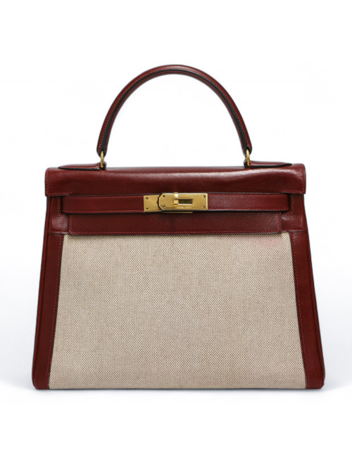 Kelly 28 toile et cuir HERMES