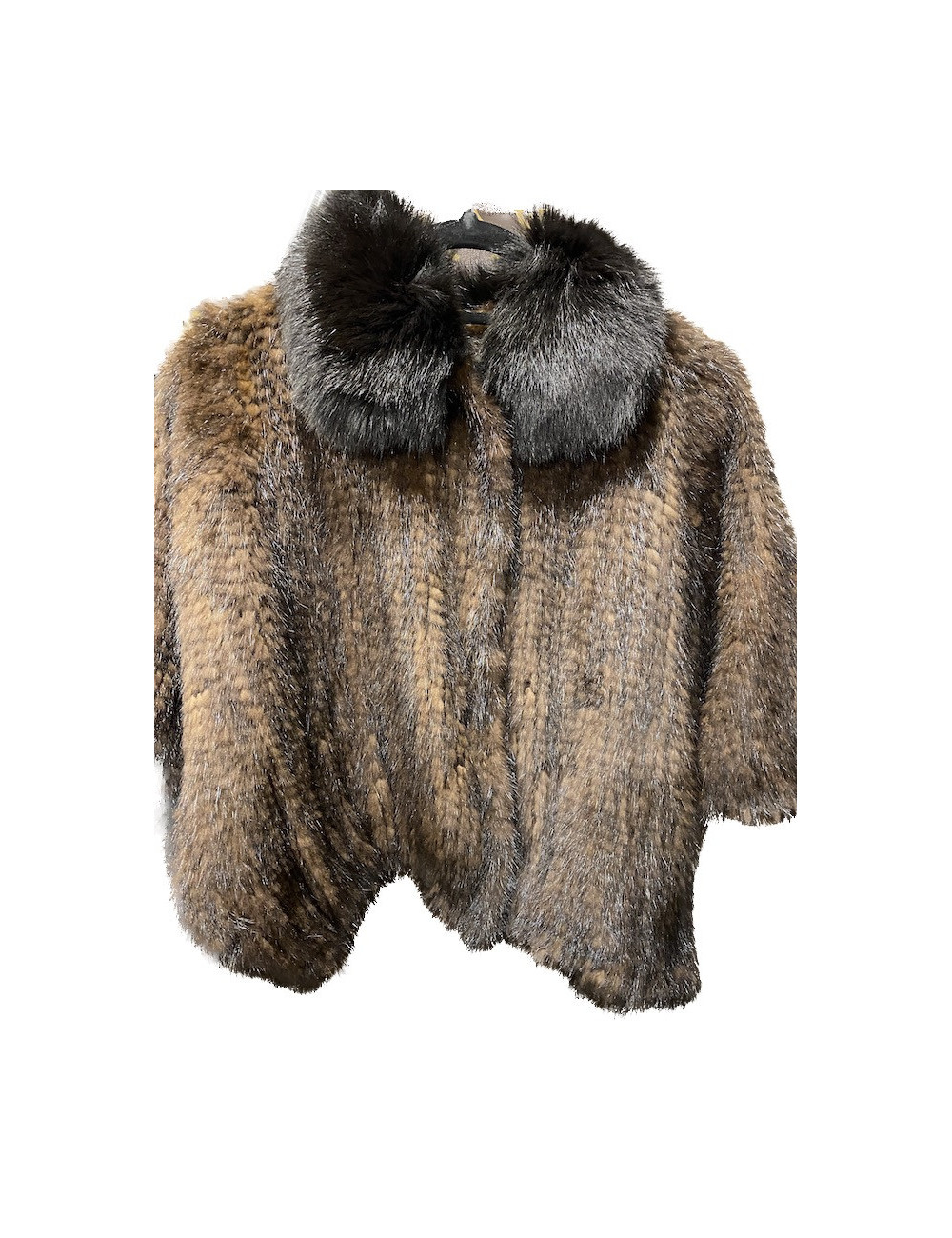 Veste courte vison tricoté col renard