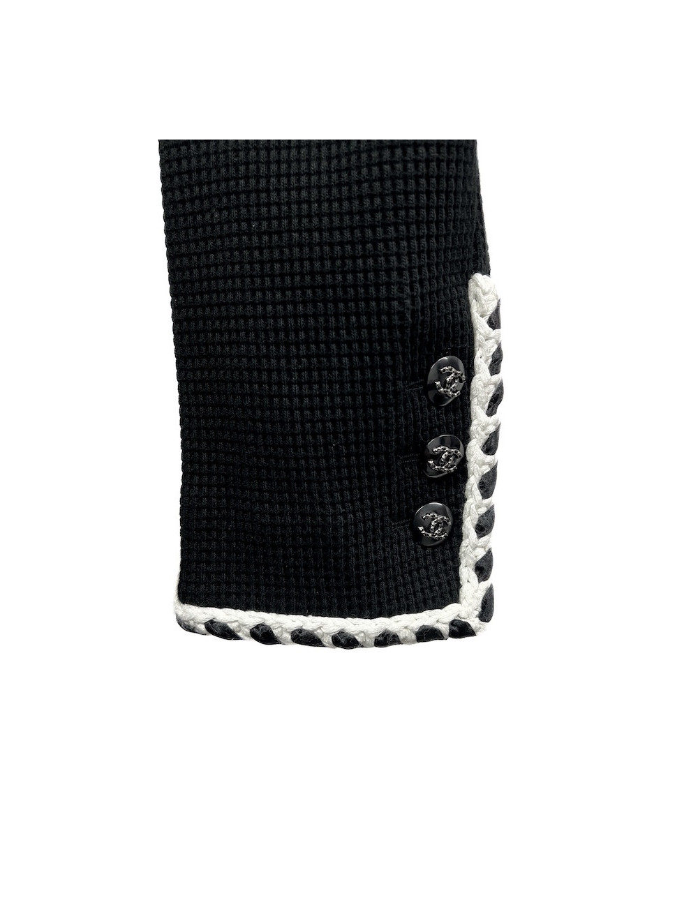 Veste CHANEL T 36 noire gansée blanc