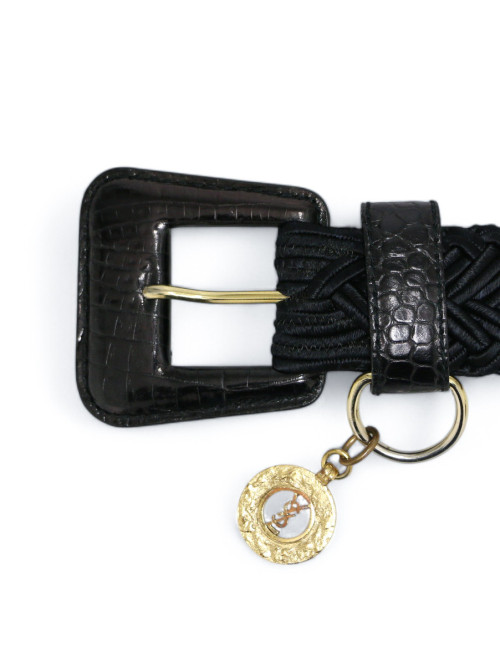 Ceinture YSL torsadée noire Vintage