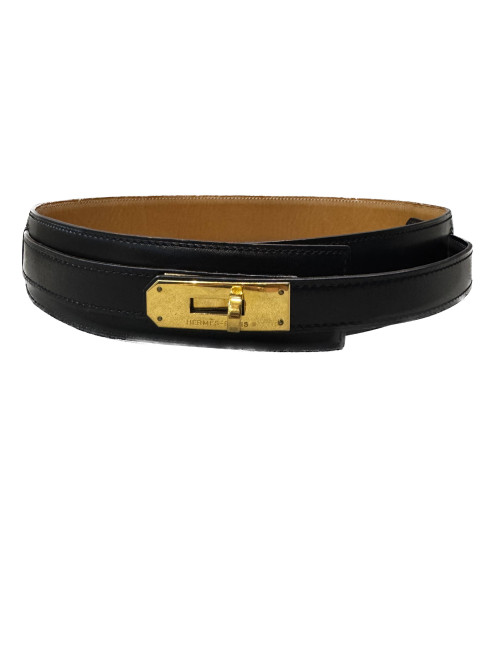 Ceinture HERMES Kelly box noir Vintage