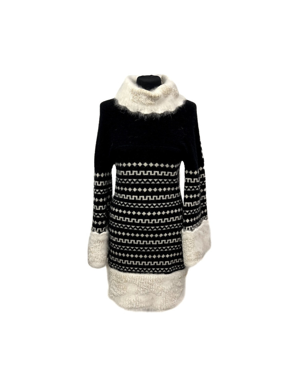 Robe T 38 CHANEL laine imprimé géométrique