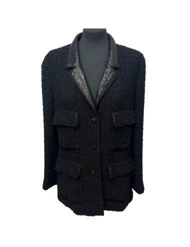 Veste T 42 CHANEL tweed noir