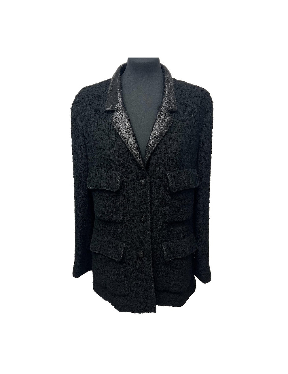 Veste T 42 CHANEL tweed noir