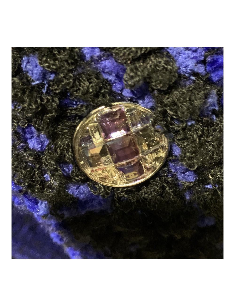 Manteau CHANEL T 36 tweed bleu roi