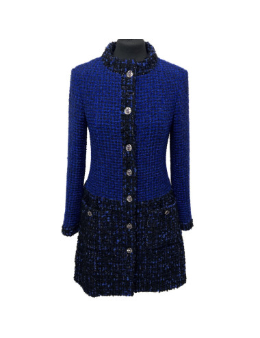 Manteau CHANEL T 36 tweed bleu roi