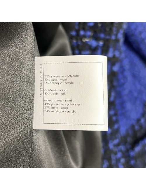 Manteau CHANEL T 36 tweed bleu roi