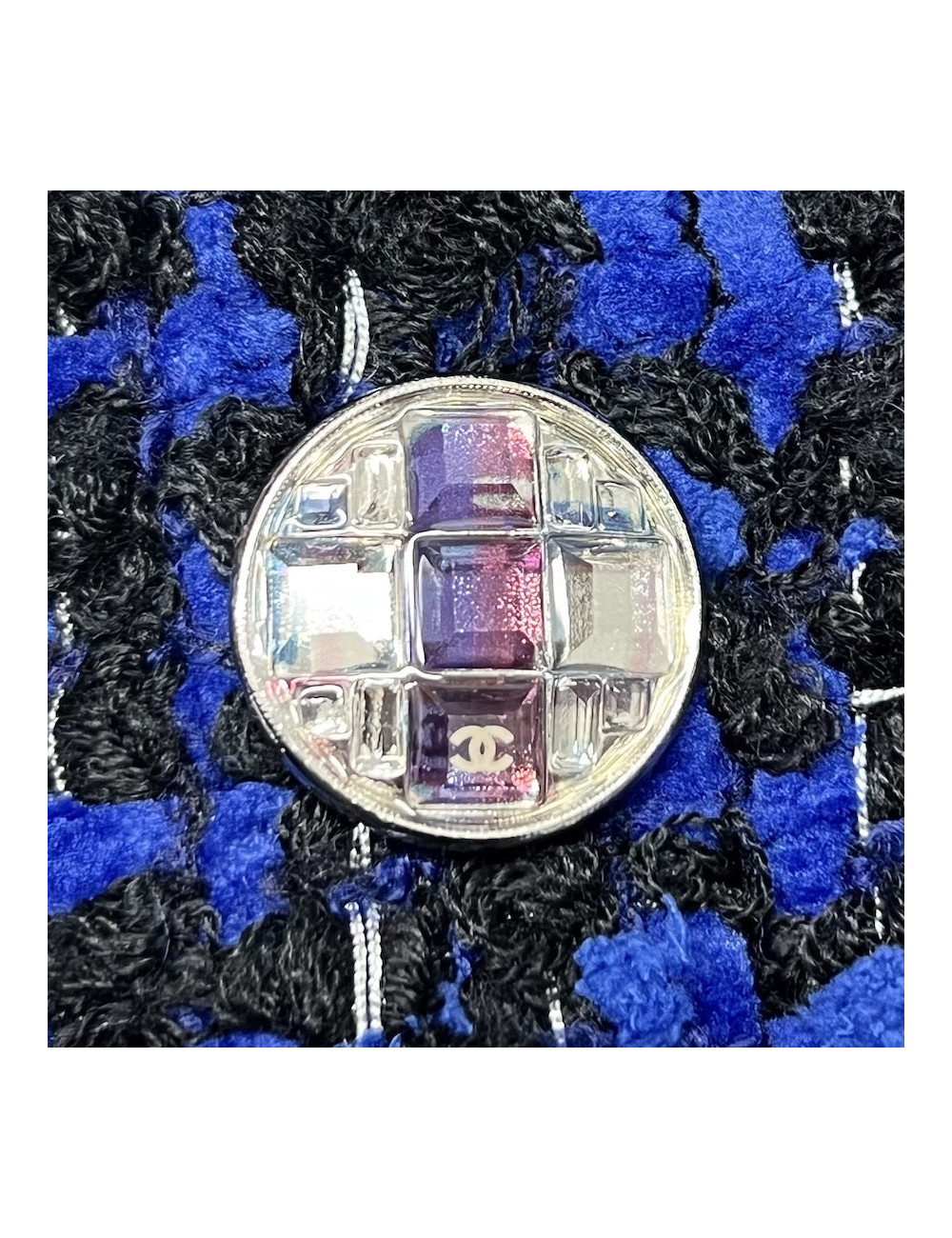 Manteau CHANEL T 36 tweed bleu roi