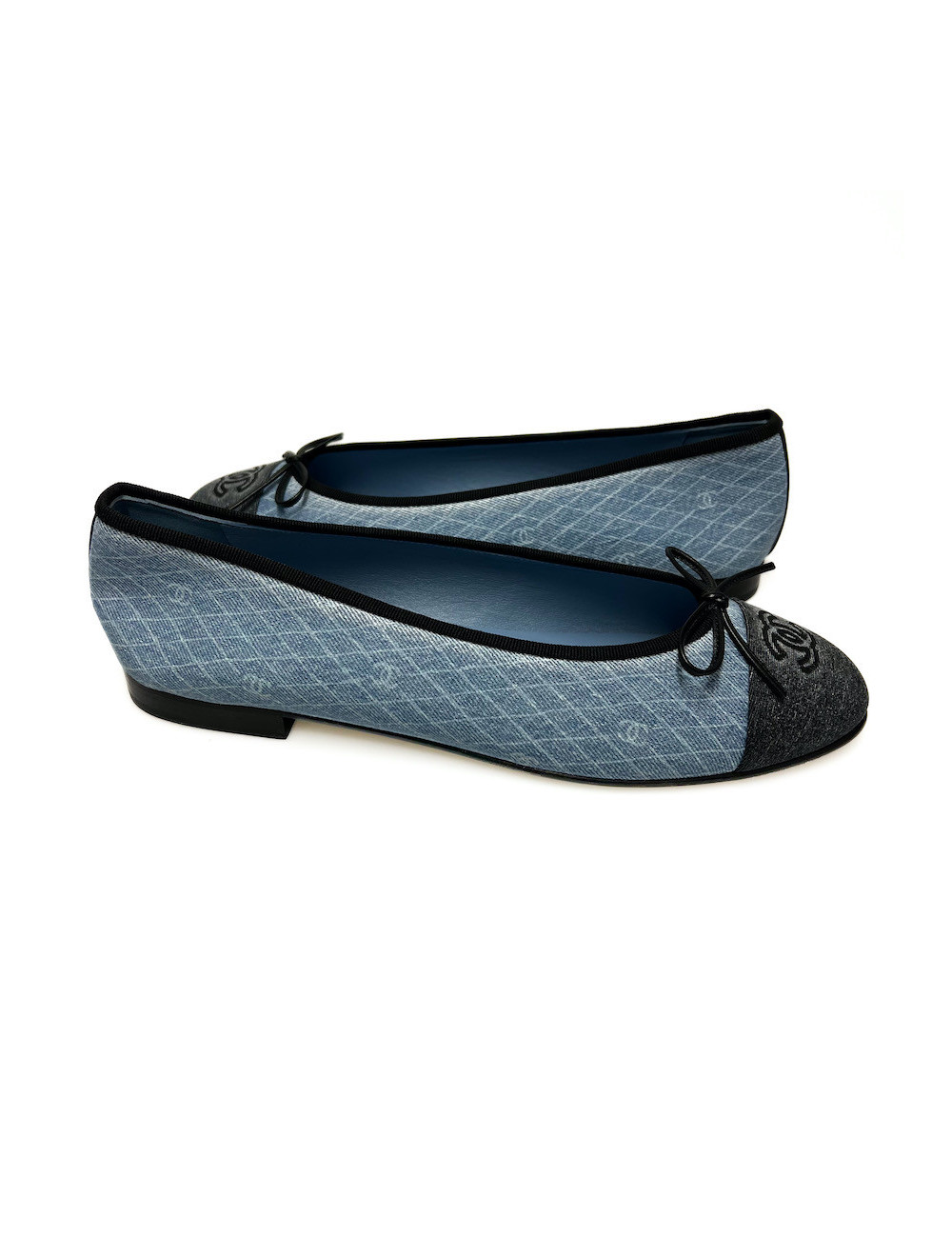 Ballerines CHANEL T 41 denim bleu marine gris foncé