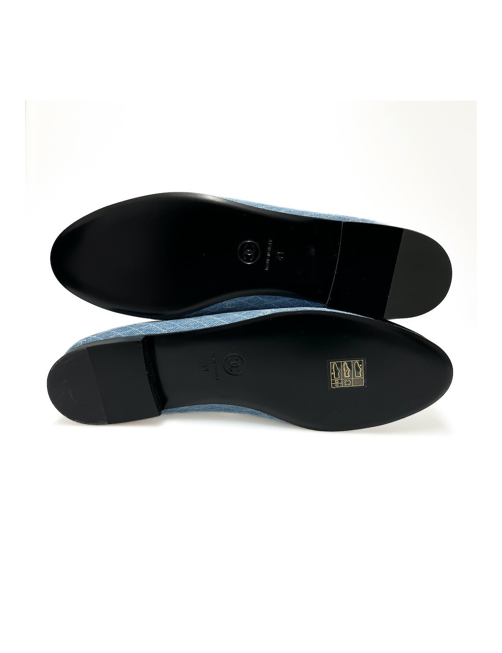 Ballerines CHANEL T 41 denim bleu marine gris foncé