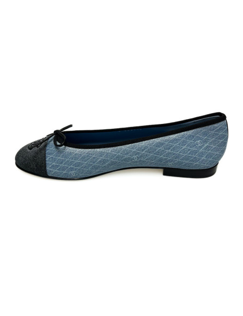 Ballerines CHANEL T 41 denim bleu marine gris foncé