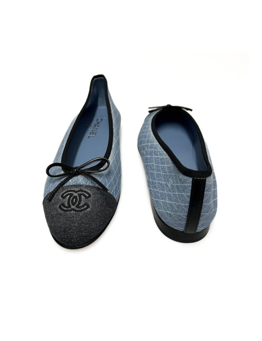 Ballerines CHANEL T 41 denim bleu marine gris foncé