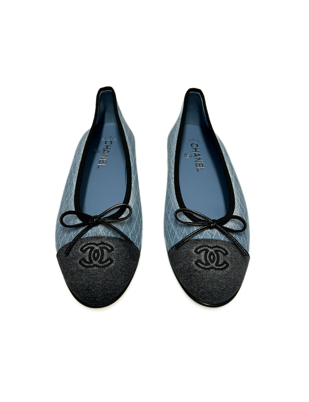 Ballerines CHANEL T 41 denim bleu marine gris foncé
