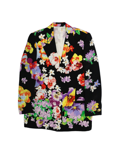 Robe pull T 38 CHANEL laine noire et blanche imprimé géométrique