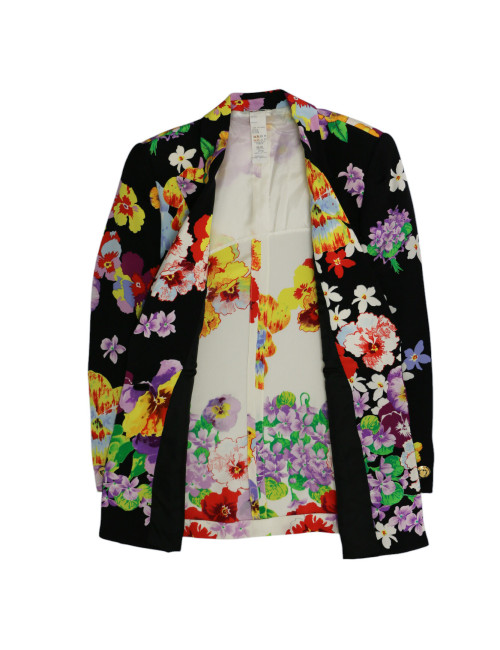 Robe pull T 38 CHANEL laine noire et blanche imprimé géométrique