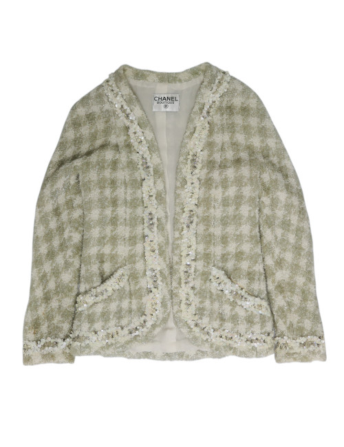 Robe T 38 CHANEL laine imprimé géométrique
