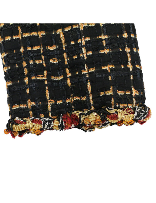 Veste courte tweed noir et ambre CHANEL t36