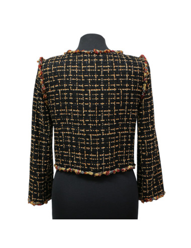 Veste courte tweed noir et ambre CHANEL t36 2