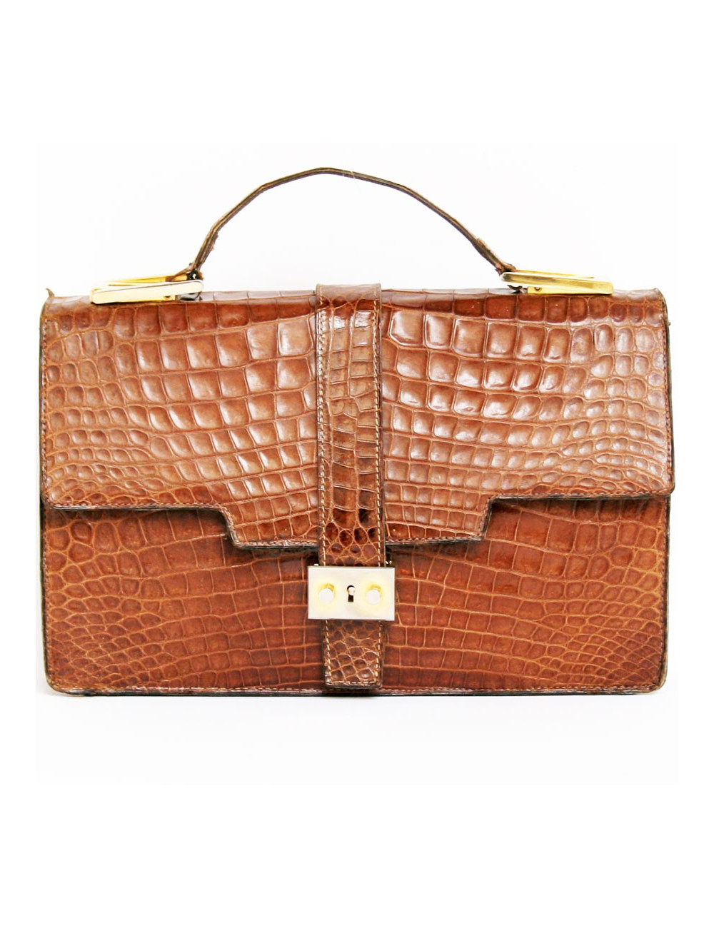 Sac ANONYME en croco marron