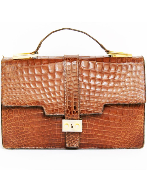 Sac ANONYME en croco marron