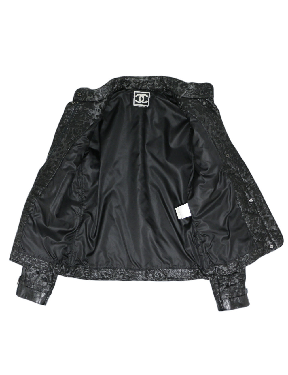 Veste T 34 CHANEL textile et cuir noir