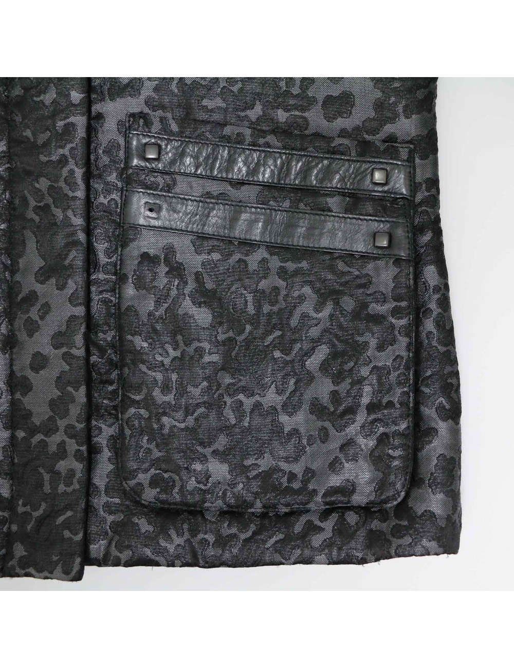 Veste T 34 CHANEL textile et cuir noir