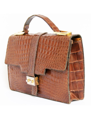 Sac ANONYME en croco marron