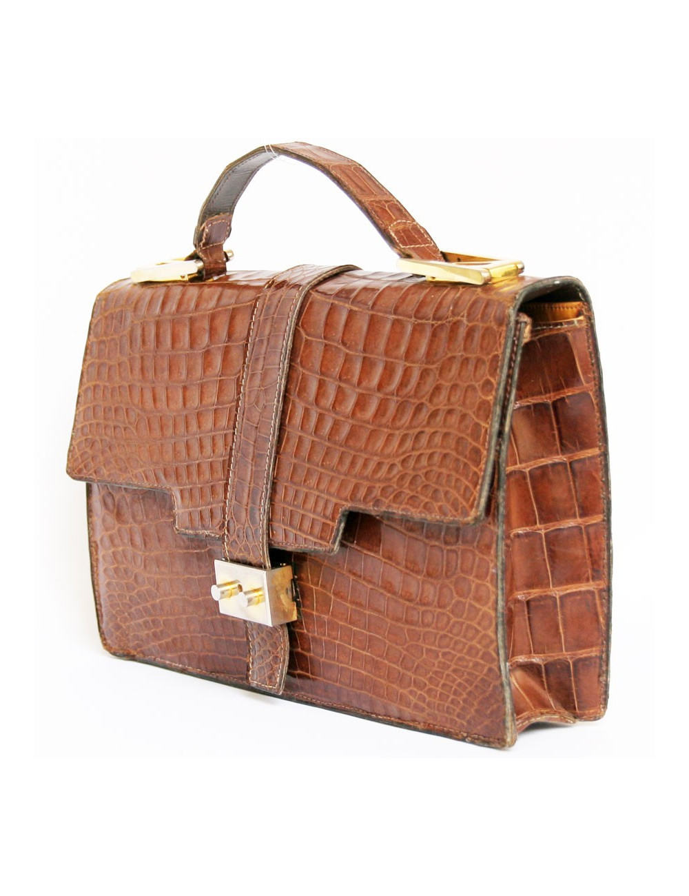 Sac ANONYME en croco marron