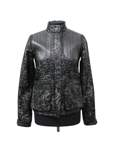 Veste T 34 CHANEL textile et cuir noir