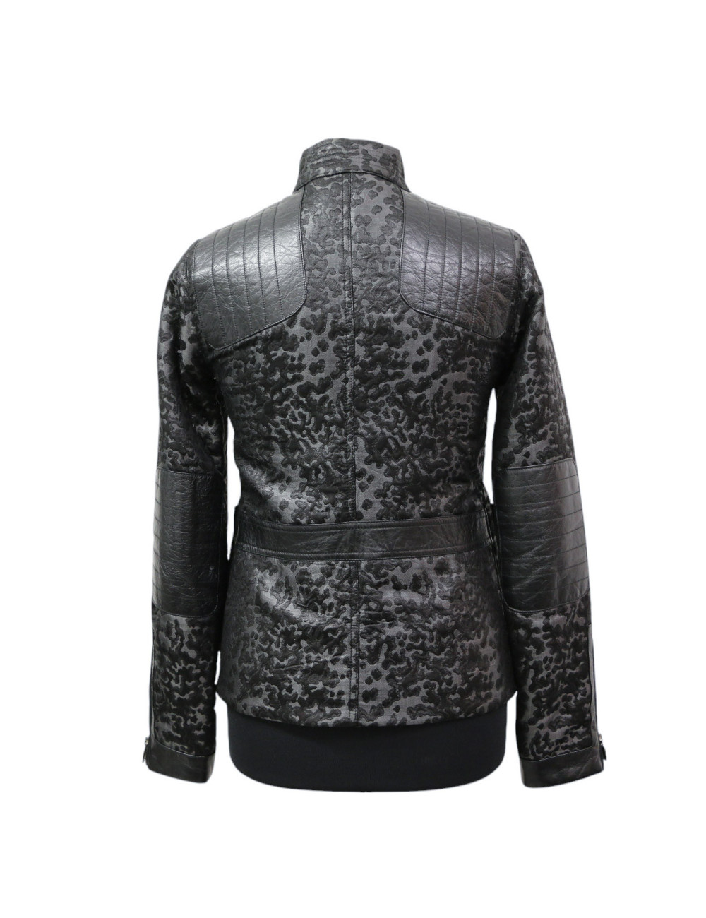 Veste T 34 CHANEL textile et cuir noir