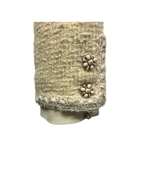 Veste CHANEL T 40 tweed écru fils d'or