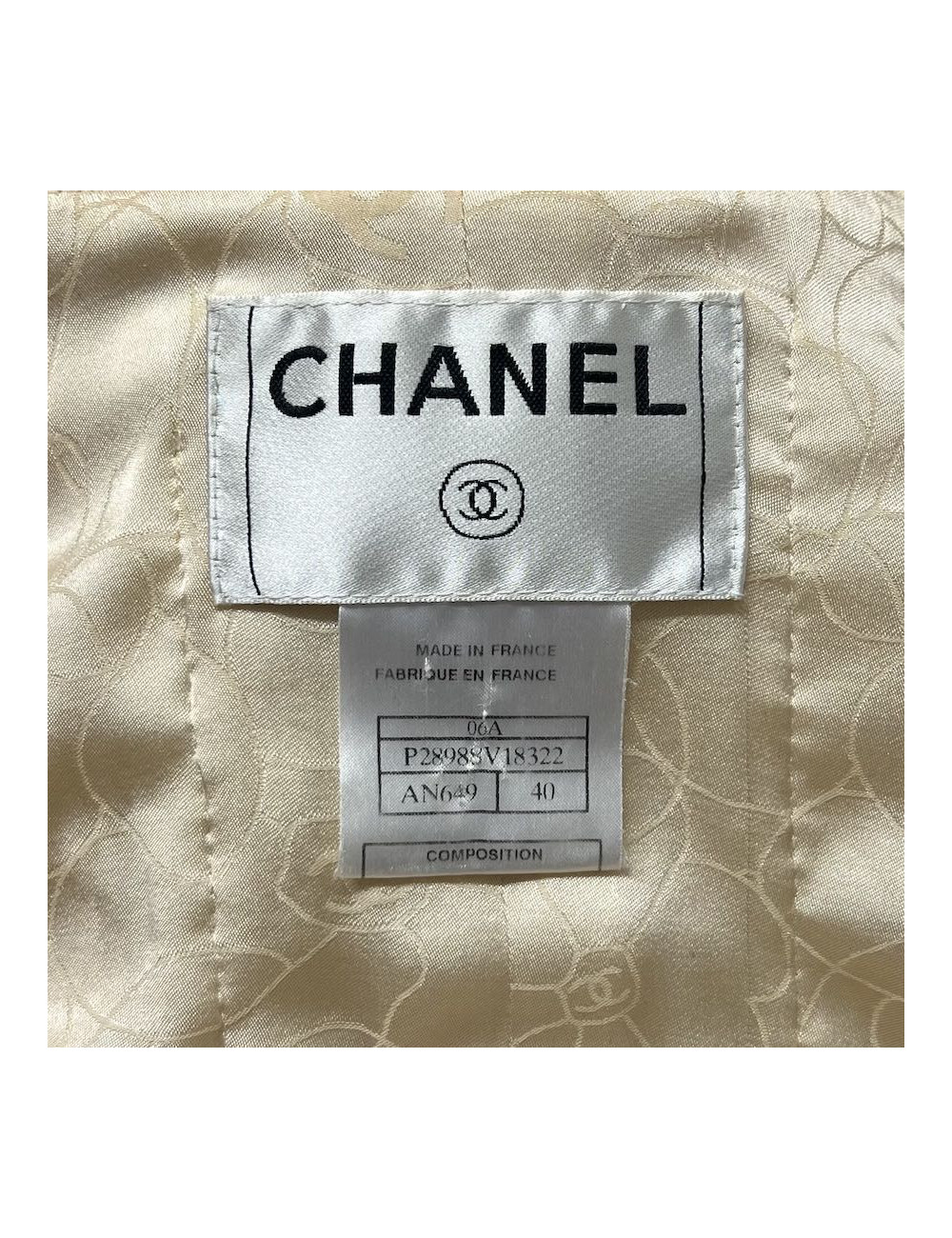 Veste CHANEL T 40 tweed écru fils d'or