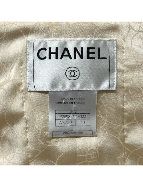 Veste CHANEL T 40 tweed écru fils d'or