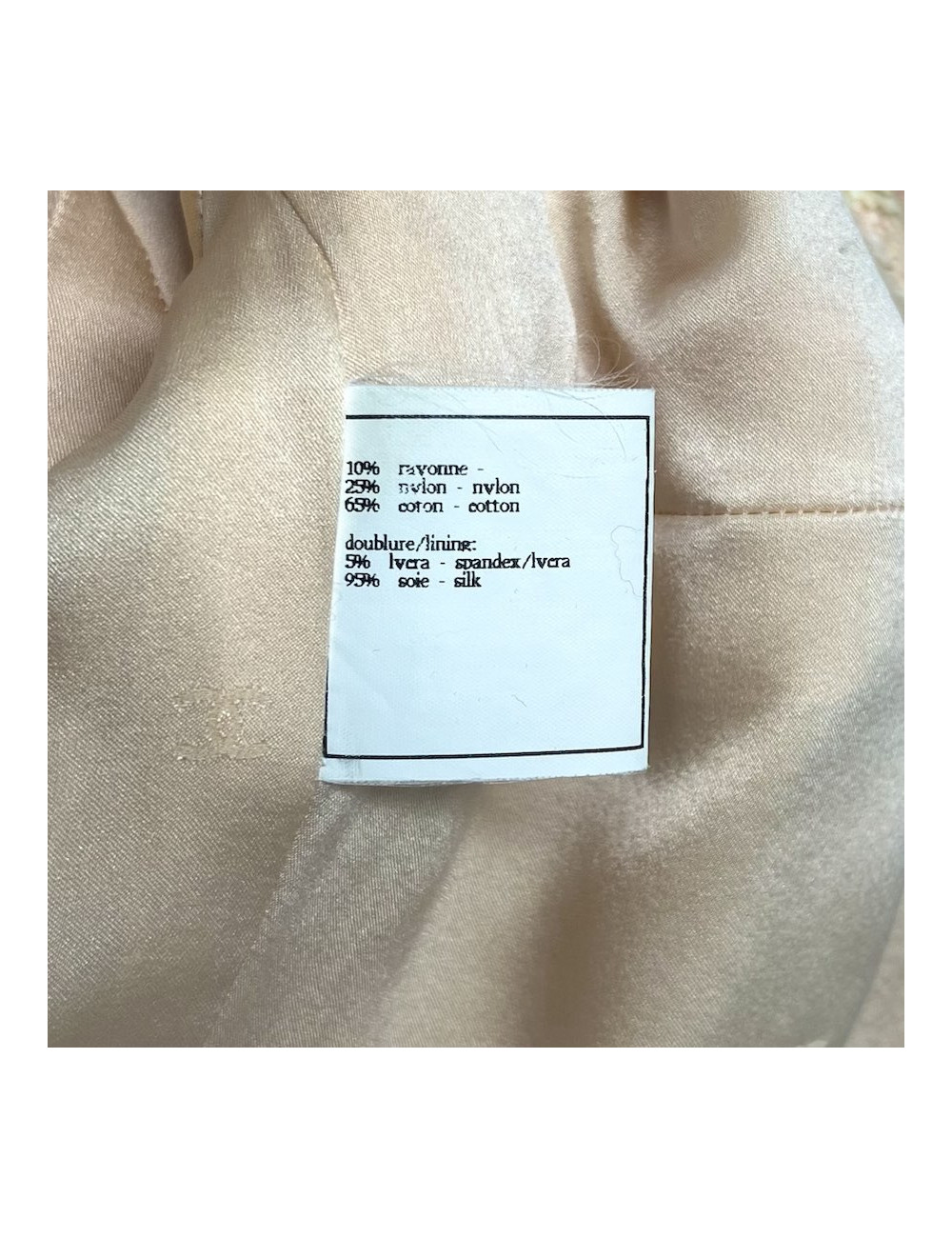 Tailleur CHANEL T 42 tweed écru fils d'or sequins