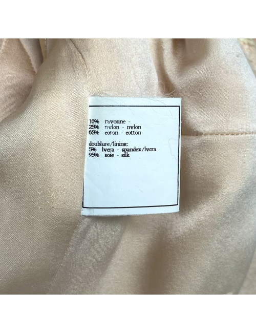 Tailleur CHANEL T 42 tweed écru fils d'or sequins