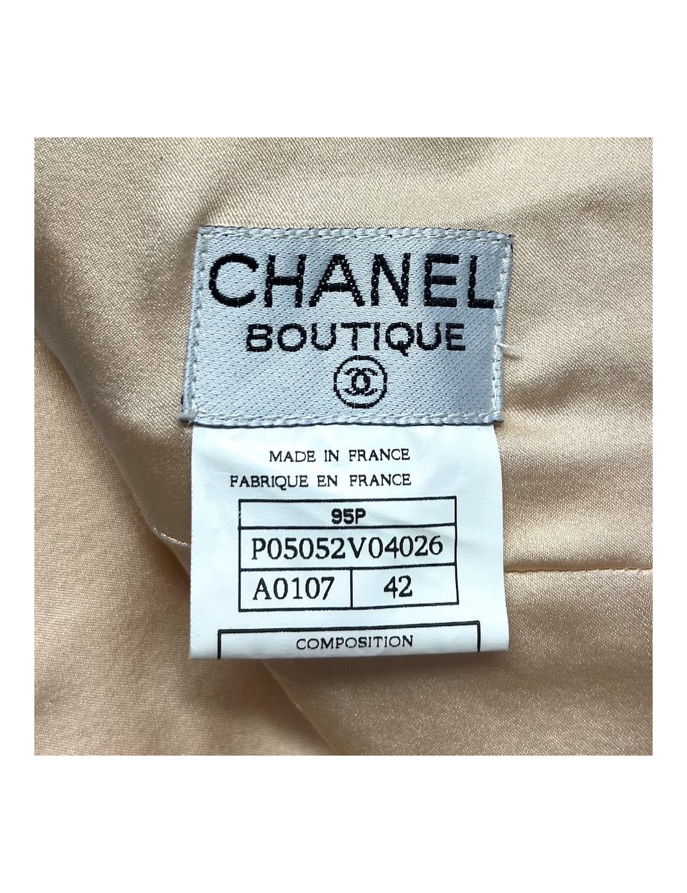 Tailleur CHANEL T 42 tweed écru fils d'or sequins