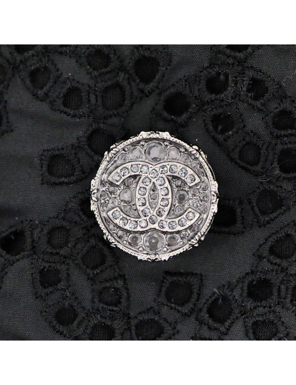 Blazer CHANEL T38 croisé coton noir