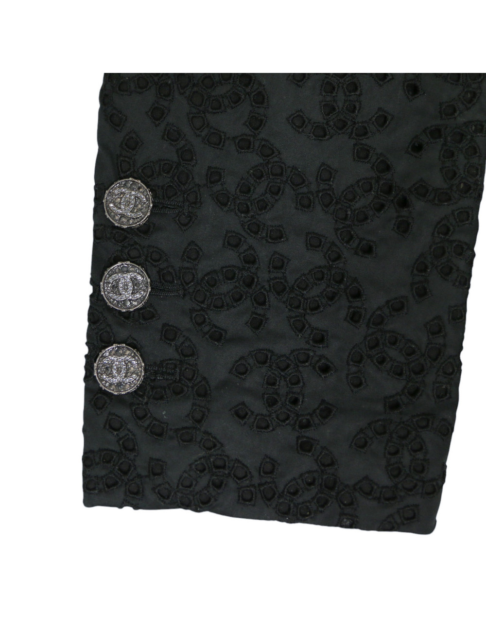 Blazer CHANEL T38 croisé coton noir