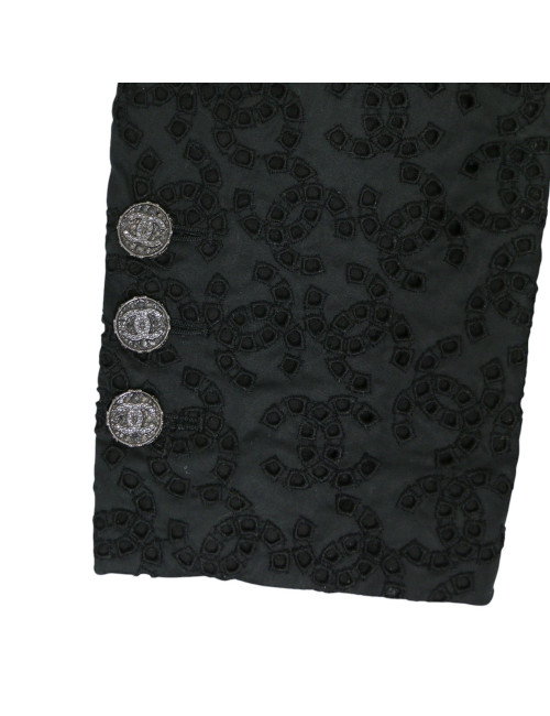 Blazer CHANEL T38 croisé coton noir