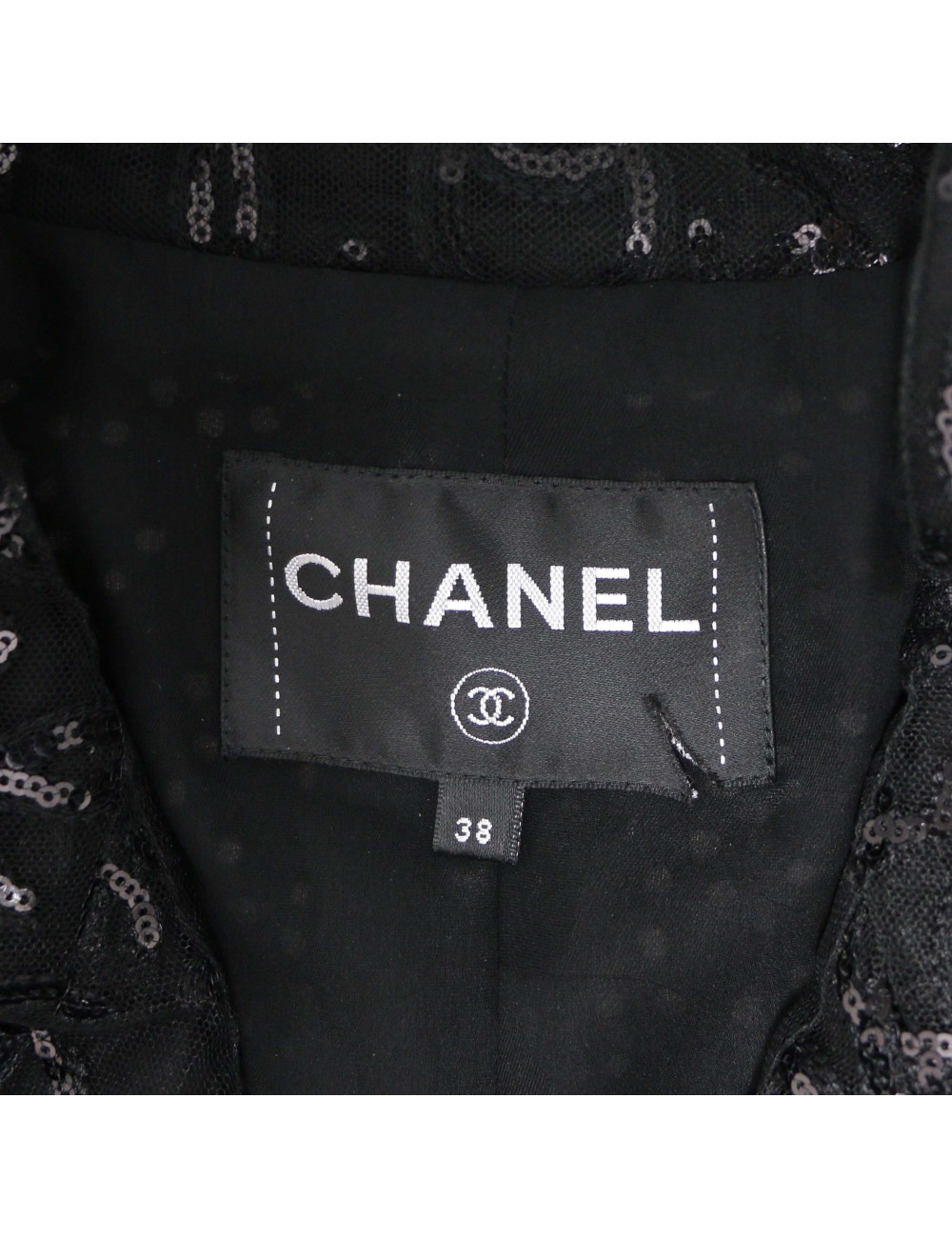 Blazer CHANEL T38 croisé coton noir