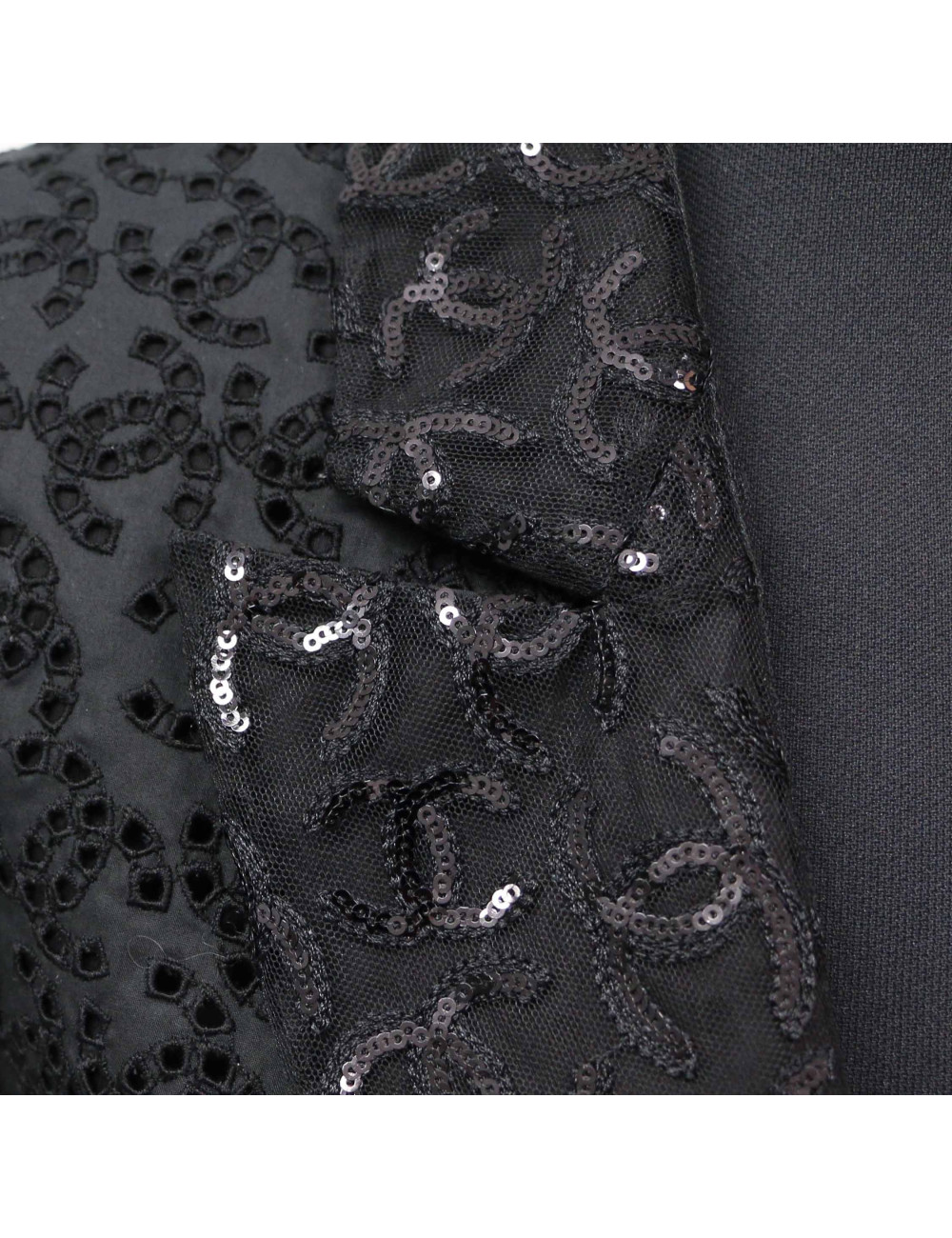 Blazer CHANEL T38 croisé coton noir