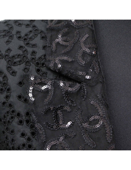 Blazer CHANEL T38 croisé coton noir