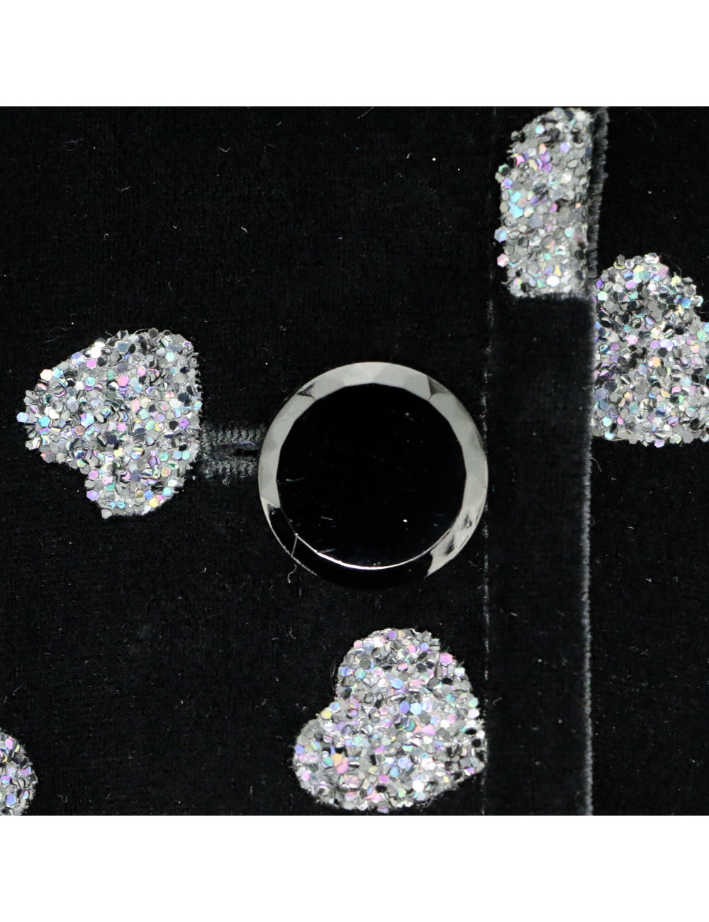 Veste T 42 YVES SAINT LAURENT velours noir coeur brillants