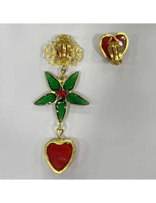 Clous Marguerite de Valois étoile et coeur en pate de verre