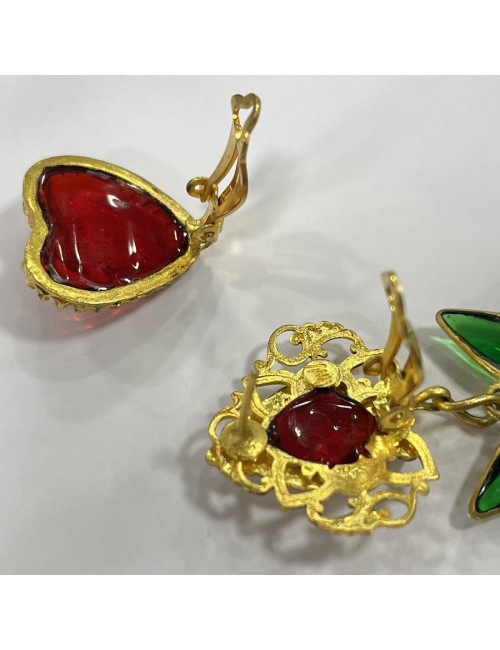 Clous Marguerite de Valois étoile et coeur en pate de verre