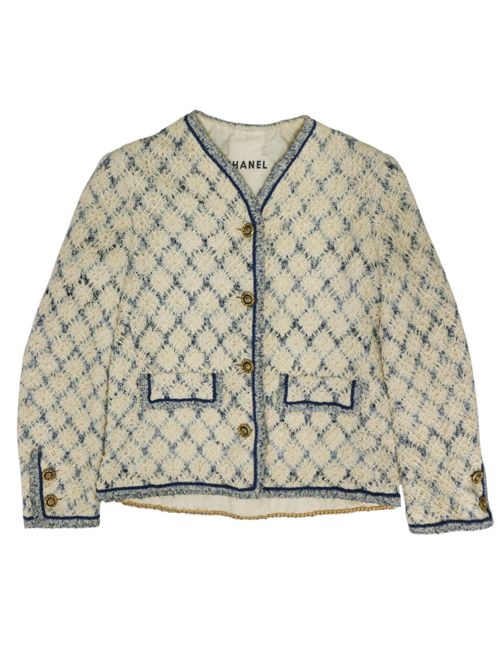 Veste CHANEL Couture T 38 beige bleue