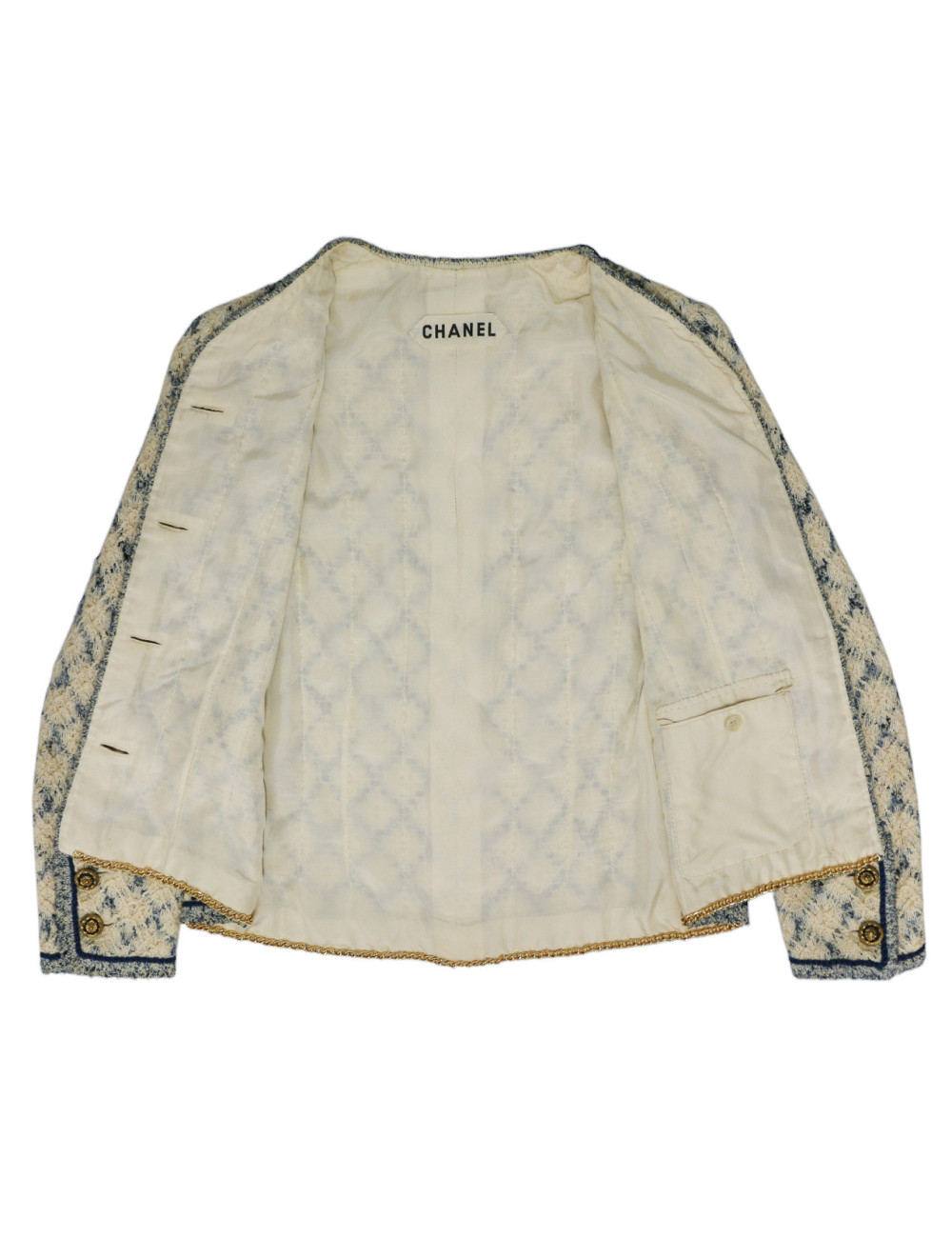 Veste CHANEL Couture T 38 beige bleue