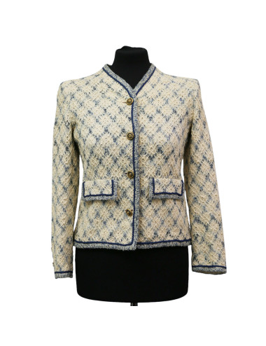 Veste CHANEL Couture T 38 beige bleue