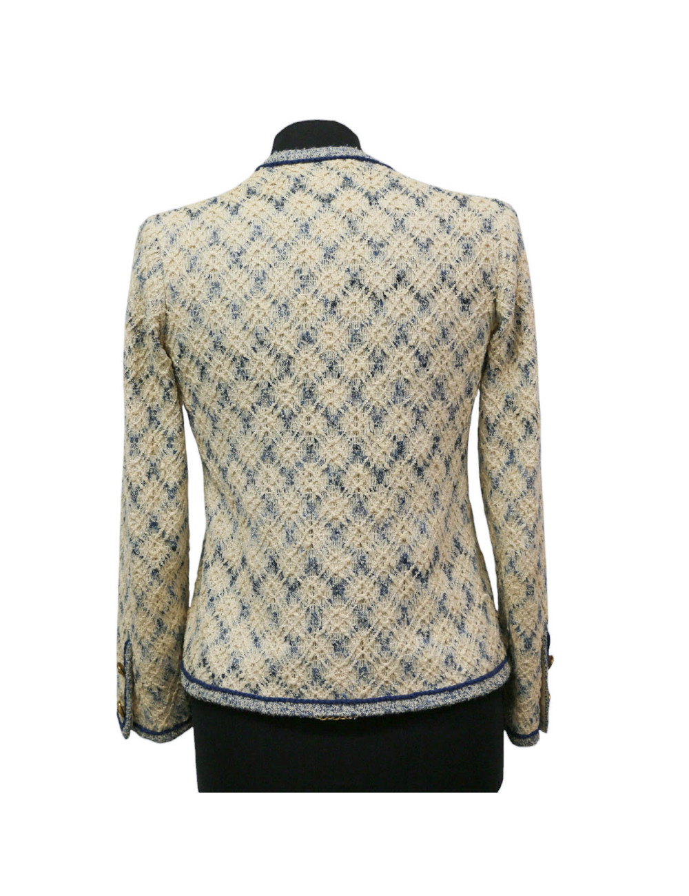 Veste CHANEL Couture T 38 beige bleue