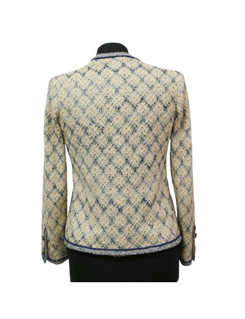 Veste CHANEL Couture T 38 beige bleue